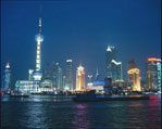 Panorama notturno di Shanghai